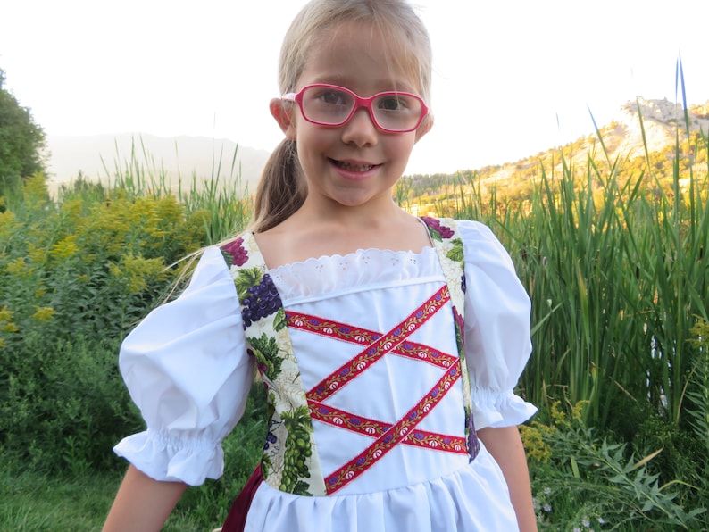 Girls Italian, Greek, Dirndle, Grape theme European Folk Costume, German, Oktoberfest, Swiss, Heritage Days, Halloween, Festival dress, NEW image 5
