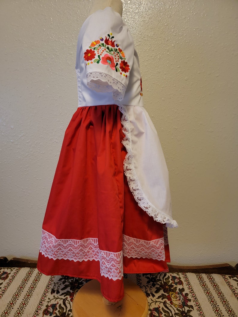 Girls Hungarian National Folk Costume dress, Embroidered, Hungary, Eastern European, Heritage days, International, traditional outfit, NEW image 5