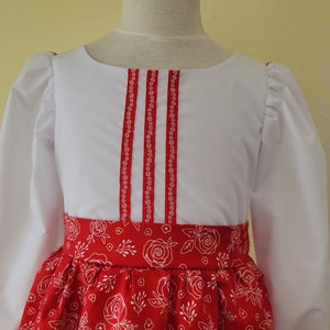 Girls Croatian National Folk Costume dress, White and Red, Croatia, Eastern European, Heritage days, International, traditional outfit, NEW image 10