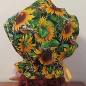 Ladies Pioneer Trek Prairie Victorian Civil War Bonnet, Sunbonnet, Primitive, historical, hat, reenactment, Sunflower, yellow and green, new image 5