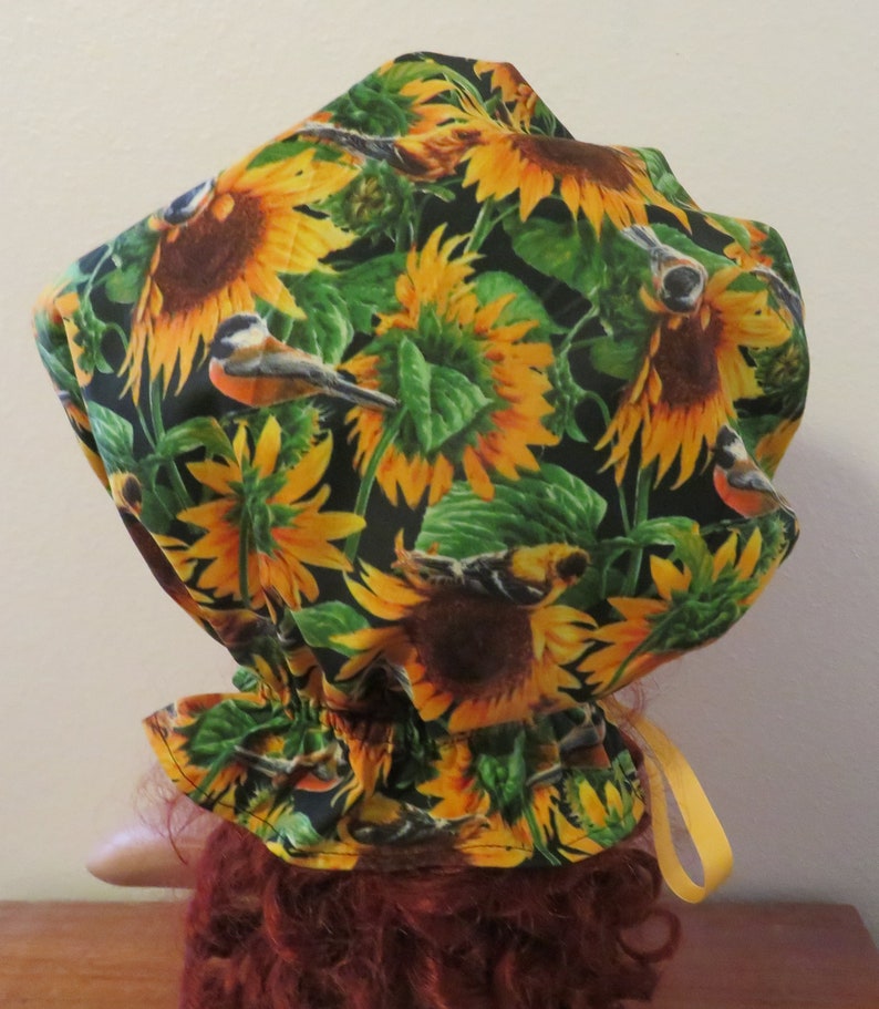 Ladies Pioneer Trek Prairie Victorian Civil War Bonnet, Sunbonnet, Primitive, historical, hat, reenactment, Sunflower, yellow and green, new image 5