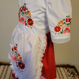 Girls Hungarian National Folk Costume dress, Embroidered, Hungary, Eastern European, Heritage days, International, traditional outfit, NEW image 3