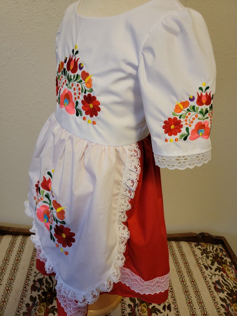 Girls Hungarian National Folk Costume dress, Embroidered, Hungary, Eastern European, Heritage days, International, traditional outfit, NEW image 3