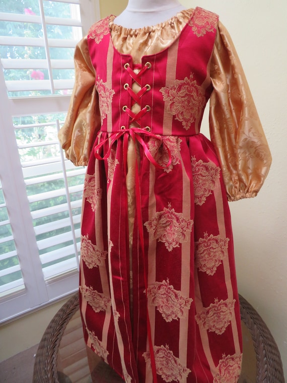 Girls Renaissance Medieval Princess Two Piece Costume Gown, Red and Gold, Overdress, Chemise, Royal, Queen, Lady in Waiting, Dress, Dress Up - Etsy Girls Renaissance Medieval Princess Two Piece Costume Gown, Red and Gold, Overdress, Chemise, Royal, Queen, Lady in Waiting, Dress, Dress Up - Etsy