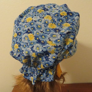Ladie or teens Pioneer Sunbonnet, Prairie, Victorian, Civil War Bonnet, Primitive, Blue and yellow floral, polka dots, poke bonnet, new image 4
