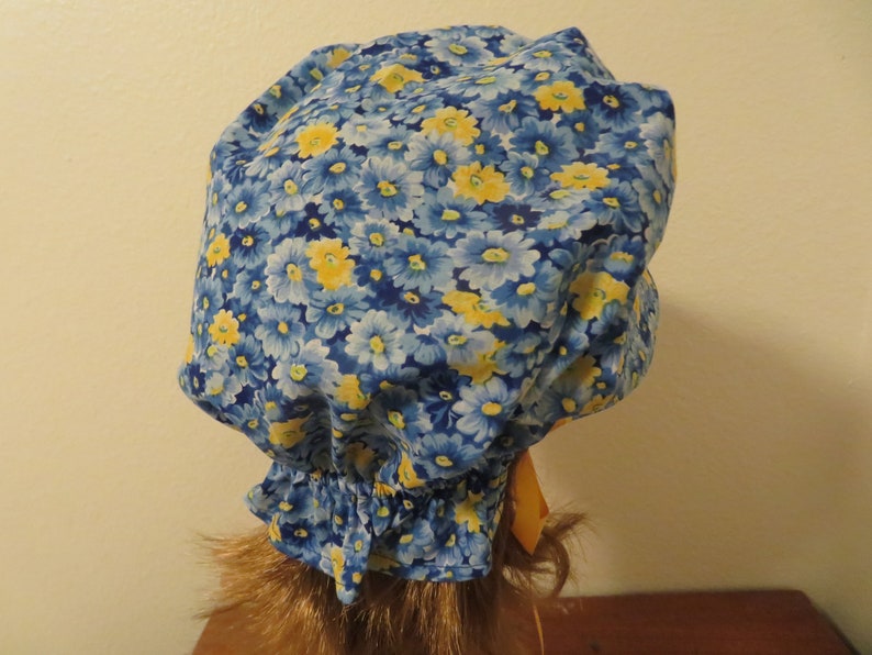 Ladie or teens Pioneer Sunbonnet, Prairie, Victorian, Civil War Bonnet, Primitive, Blue and yellow floral, polka dots, poke bonnet, new image 4