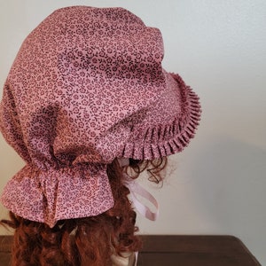 Ladies or Teens Pioneer, Trek, Bonnet, Wagon Train, Reenactment, Prairie, Victorian, Civil War, Sunbonnet, Poke Bonnet, 1800's, Pink Calico image 7