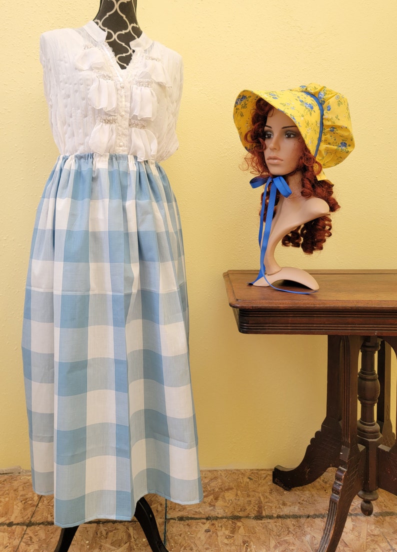 3-piece Pioneer Set with gathered apron, bonnet & skirt, Wagon Train reeneactment, Prairie Clothes, Trek Clothes, Pioneer, Pioneer Clothing image 5