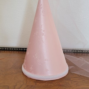 Pink Satin Brocade Princess Medieval Cone Hat, Henin, headpiece, renaissance, headware, crown, damsel, cap, accessory. girls, adults, NEW image 4