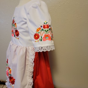 Girls Hungarian National Folk Costume dress, Embroidered, Hungary, Eastern European, Heritage days, International, traditional outfit, NEW image 7