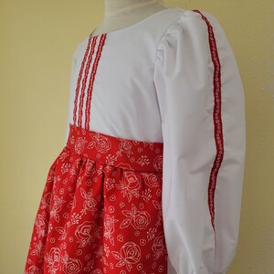 Girls Croatian National Folk Costume dress, White and Red, Croatia, Eastern European, Heritage days, International, traditional outfit, NEW image 8