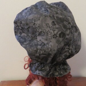 Women's Pioneer Prairie Trek Victorian Civil War Mourning Bonnet Sunbonnet Primitive, reenactment historical, black & gray floral, gardening image 4