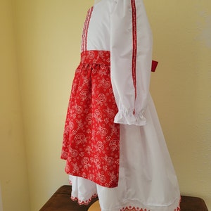 Girls Croatian National Folk Costume dress, White and Red, Croatia, Eastern European, Heritage days, International, traditional outfit, NEW image 9