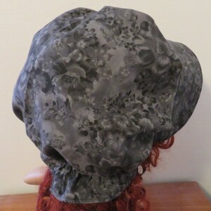 Women's Pioneer Prairie Trek Victorian Civil War Mourning Bonnet Sunbonnet Primitive, reenactment historical, black & gray floral, gardening image 5