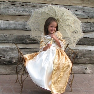 Girls French Colonial Elizabeth Swann Marie Antoinette Catherine the Great Costume Gown gold ballgown historical, France, international, new
