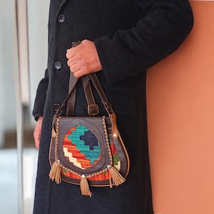 Carpet Kilim travel bag, Carpet Leather Weekend Bag, briefcase Kilim duffel bag, Boho carpet bag, rug bags, Carpet bags, gift for Her & Him