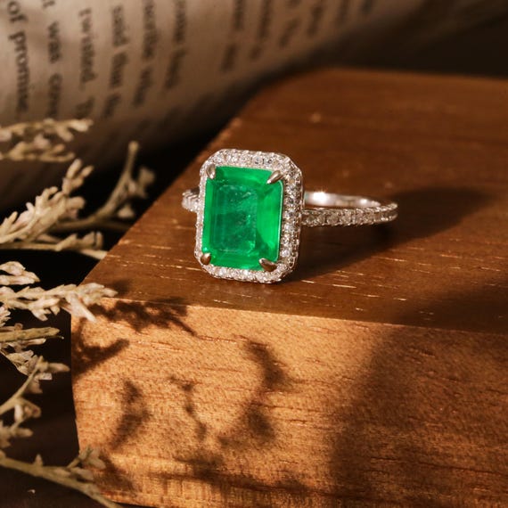 Sterling Silver Vintage Emerald gemstone Ring,Square Emerald Rings, Women Signet Ring，Jewelry Gift,Gift For Mom,Travel rings
