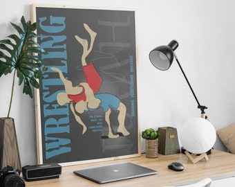 Wrestling Suplex Art Print: geïllustreerde poster worsteltechniek