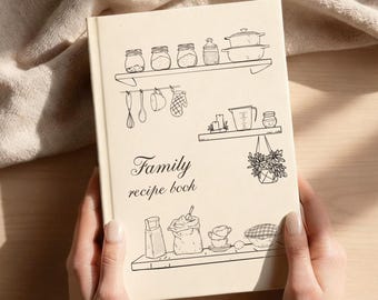 Personalized Recipe Journal, Family Recipe Book, Custom Name Blank Cookbook, Food Journal, Home Kitchen Gift For Food Lovers Mom Grandma