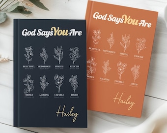 Personalized Prayer Journal  Women Custom Prayer Notebook Bible Verse Devotional Journal Christian Gift God Says You Are