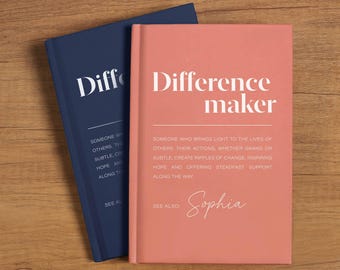 Diario personalizado para marcar la diferencia. Regalo personalizado para marcar la diferencia. Regalo para compañeros de trabajo. Regalo de agradecimiento para mentores. Regalo para líderes y maestros.