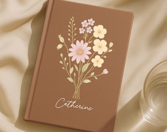 Wildflower Personalized Journal Custom Notebook For Women Floral Name Journal Gift For Mom Unique Bridesmaid Proposal