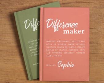 Personalized Difference Maker Journal Custom Difference Maker Definition Gift Coworker Birthday Gift for Mentor Leader Gift Teacher Gift