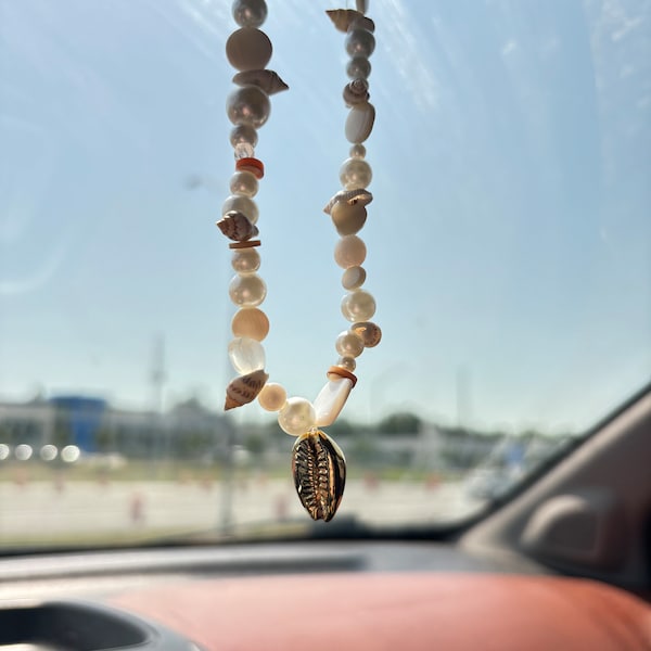 Beach car charm, rear view mirror hang, gifts for beach lovers, beach decor for car, boho decor for car, gifts for teens