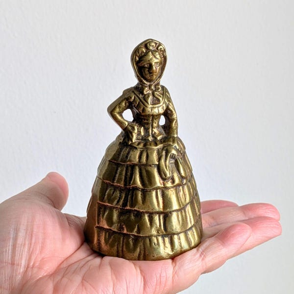Vintage Brass Lady Bell Figurine | Grandmacore Home Decor