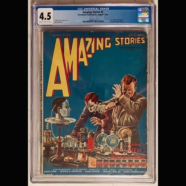 4.5 CGC Grade; Amazing Stories Pulp #5; August 1926; The Empire of the Ants"), Jules Verne ("Doctor Ox's Experiment")