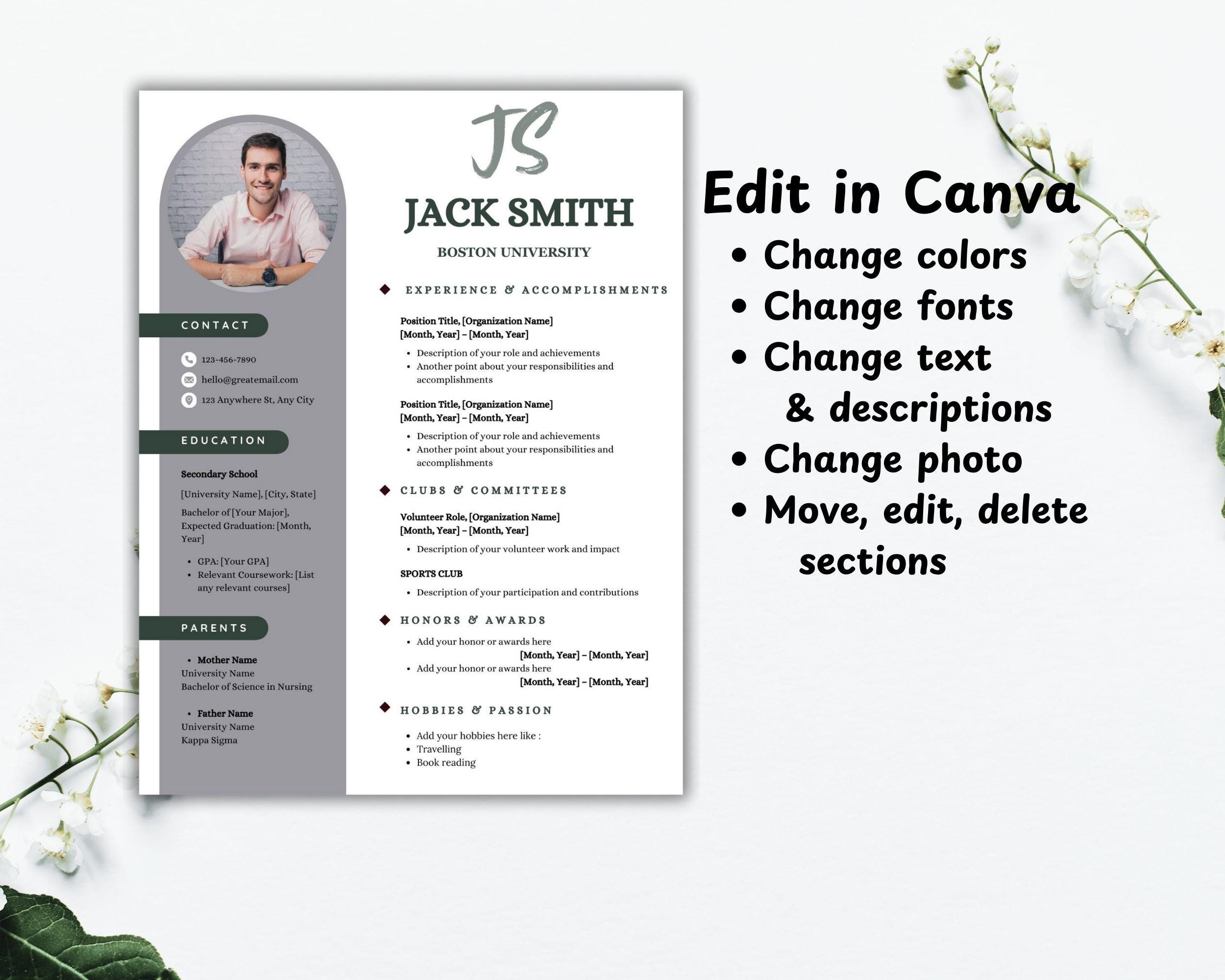 Fraternity Resume Template Canva - Il Fullxfull.6223912637 In9g 