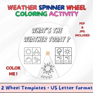 Weather Spinner Wheel Craft for Kids Printable Weather Activity for Preschool and Kindergarten Homeschool Learning Tool Weather Chart DIY