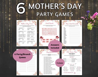 Mothers Day Activity Bundle Printable Mothers Day Brunch Games Bundle Games for Preschoolers Party Games Mothers Day Trivia Mom Trivia