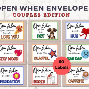 Sobres abiertos para parejas, tarjetas de larga distancia, esposo, despliegue, regalo de Navidad para parejas, notas de San Valentín, notas de amor imprimibles.