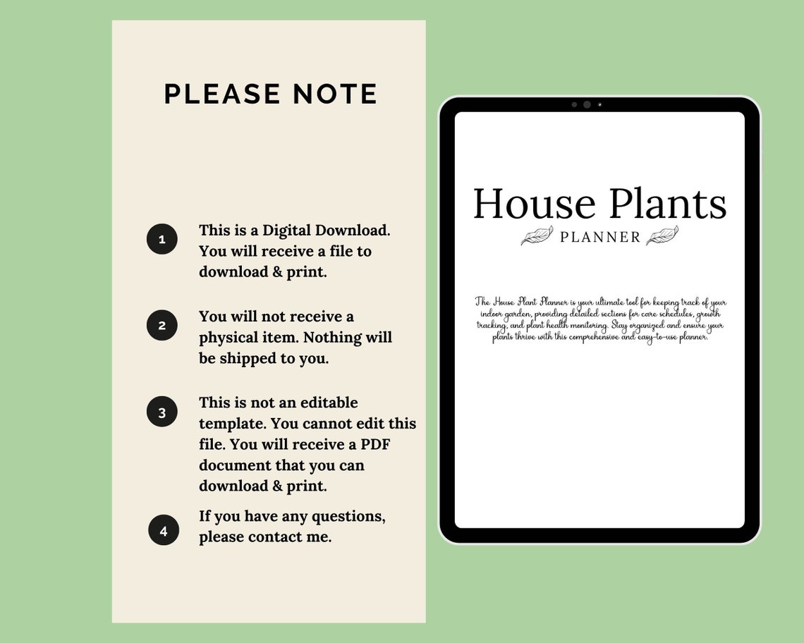 Printable House Plants Planner Plant Planner Printable Indoor Plant ...