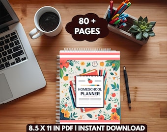 Homeschool Mom Planner Afdrukbare lesplansjabloon Curriculumplanner Student Tracker presentielijst organisator thuisonderwijs downloaden