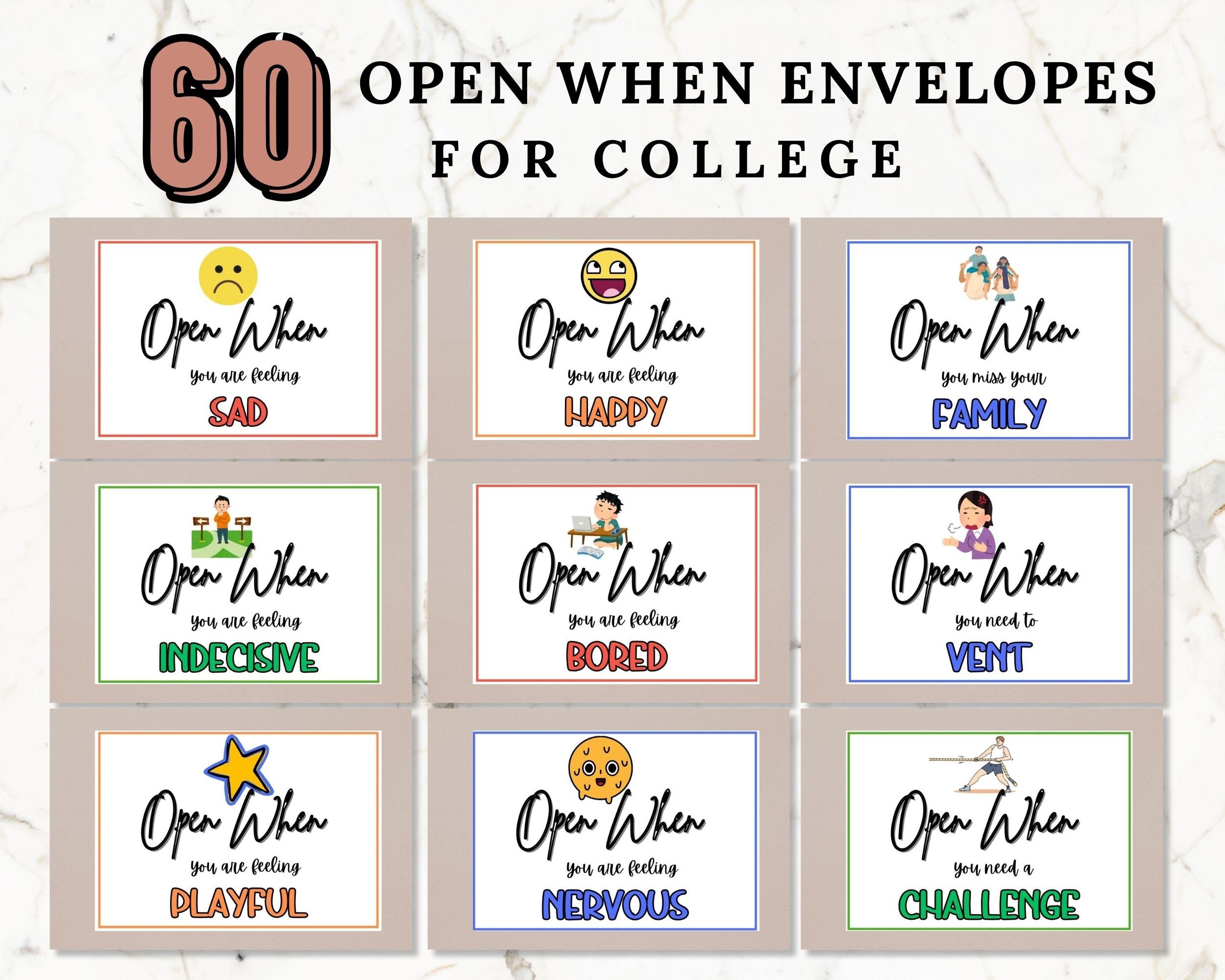 20 „Open When“ Briefumschläge Set – Für Fernbeziehungen, Studenten & Emotionale Grüße (15,2 X 10,2 Cm)