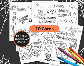 Halloween Coloring Cards Halloween Activity Homemade Cards Printable Halloween Kids Activity Pumpkin Coloring Preschool Halloween