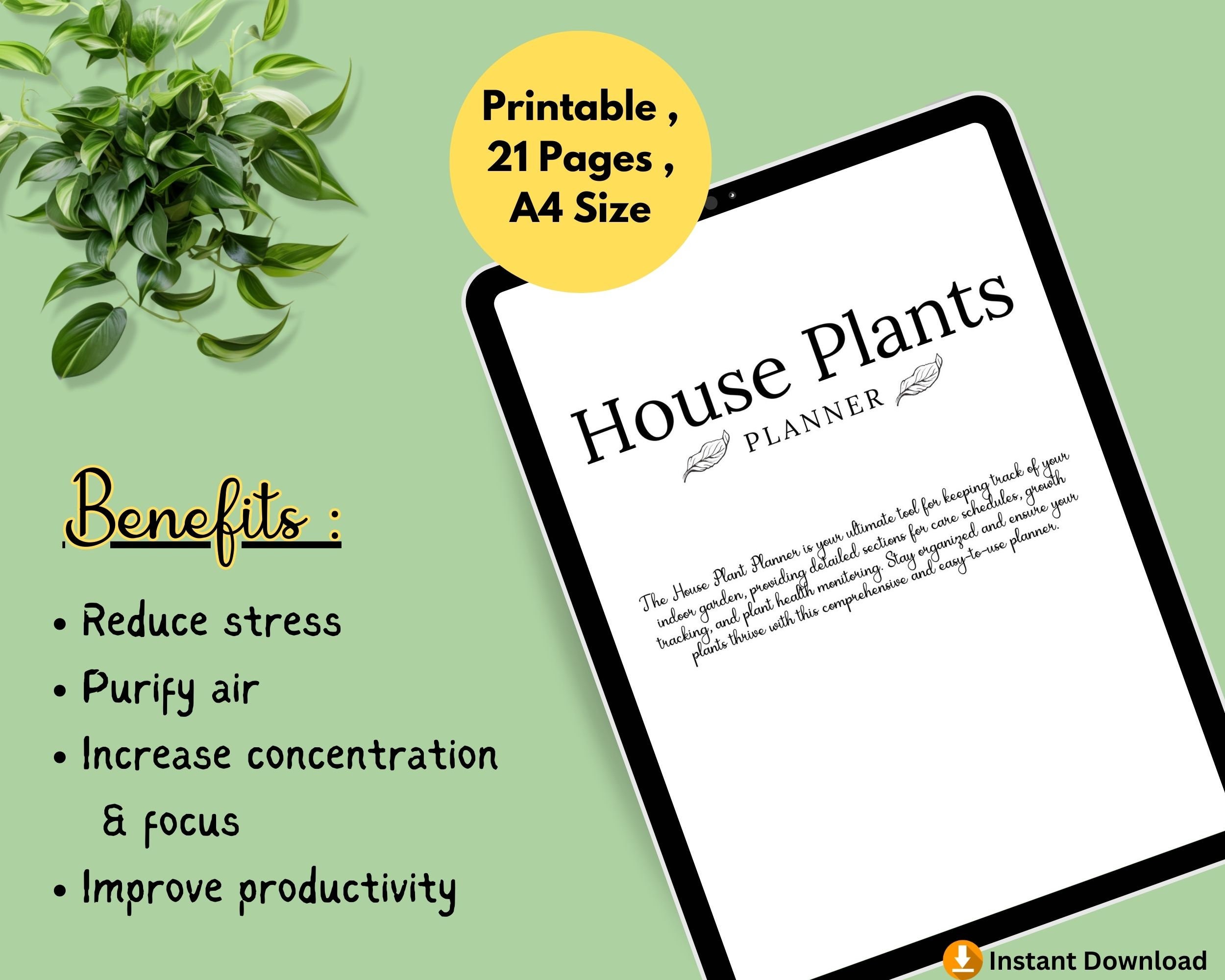 Printable House Plants Planner Plant Planner Printable Indoor Plant ...