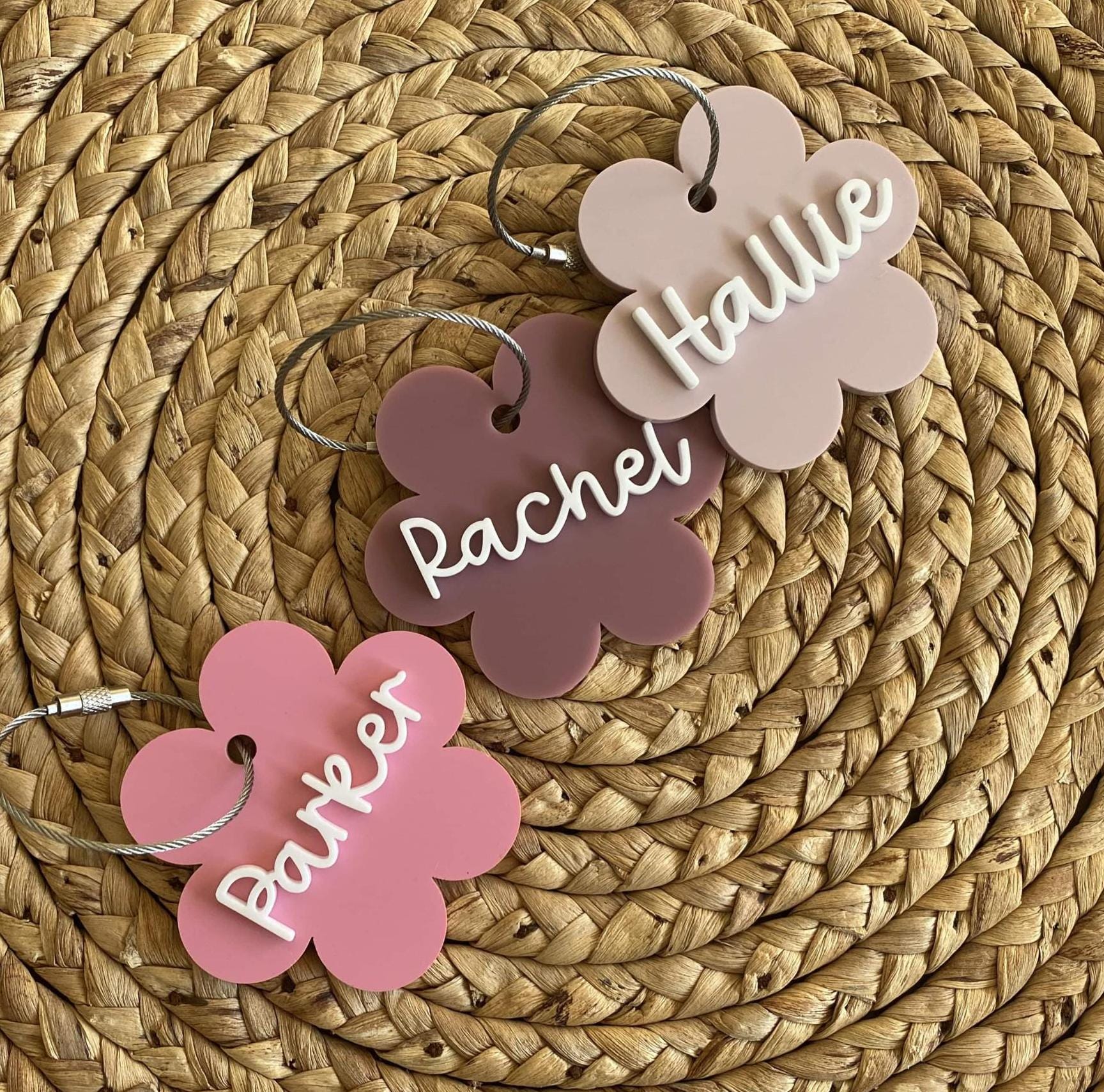Daisy Bag Tag, Diaper Bag Tag, 3D Keychain Tag, Flower Backpack Tag, Girl Backpack Tag, Custom Daisy Bag Tag, Luggage Tag, Acrylic Bag Tag