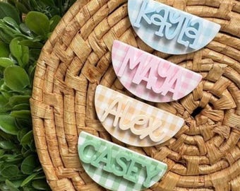 Custom Acrylic Owala Name Plate, Gingham Owala Tag