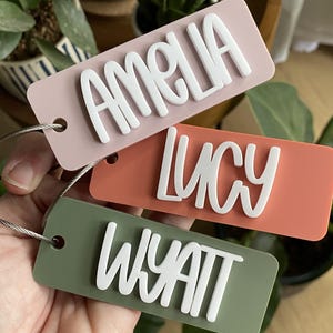 Custom Acrylic Bag Tag: Personalized Kids Name Keychain