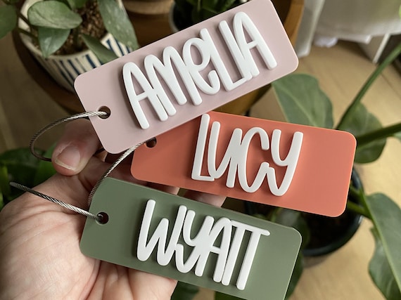Custom Acrylic Bag Tag: Personalized Kids Name Keychain