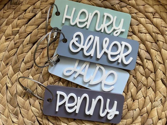 Custom Acrylic Kids Name Tag, Personalized Backpack Tag