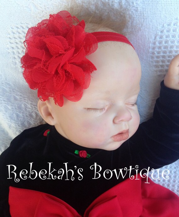 red flower headband baby