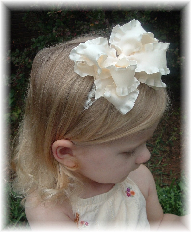 flower girl ivory newborn headband hair bows ivory infant headband double ruffle hair bows ivory baby headband double ruffle headbands