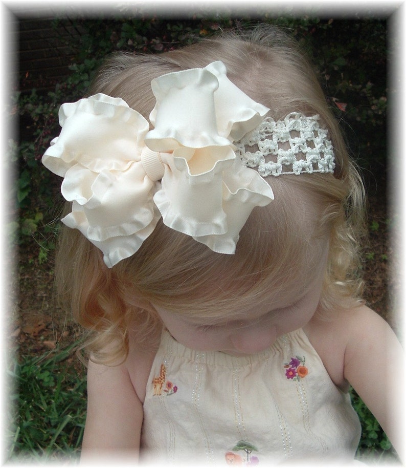 flower girl ivory newborn headband hair bows ivory infant headband double ruffle hair bows ivory baby headband double ruffle headbands