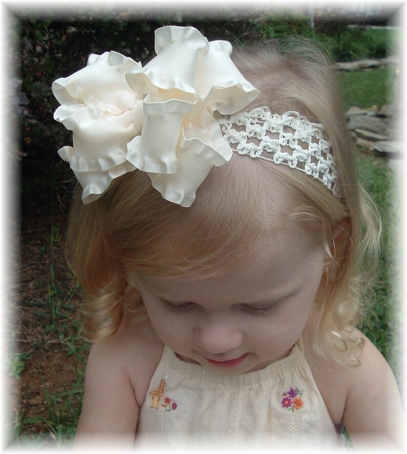 flower girl ivory newborn headband hair bows ivory infant headband double ruffle hair bows ivory baby headband double ruffle headbands