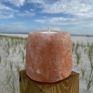 Himalayan Salt Tea Light Candle Holder with Soy Tea Light