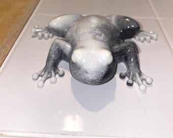 schwarz-weißer Resin Frosch